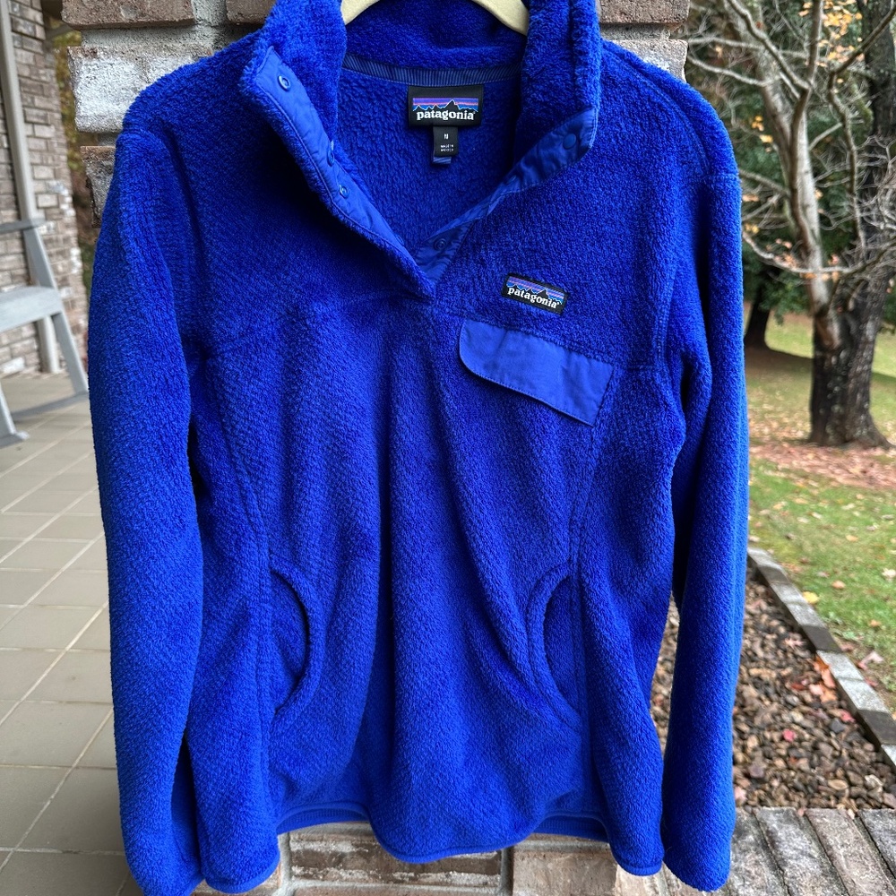 PATAGONIA Women's Pullover Fleece Snap Re-Tool Button Up Polartec, Medium, Blue